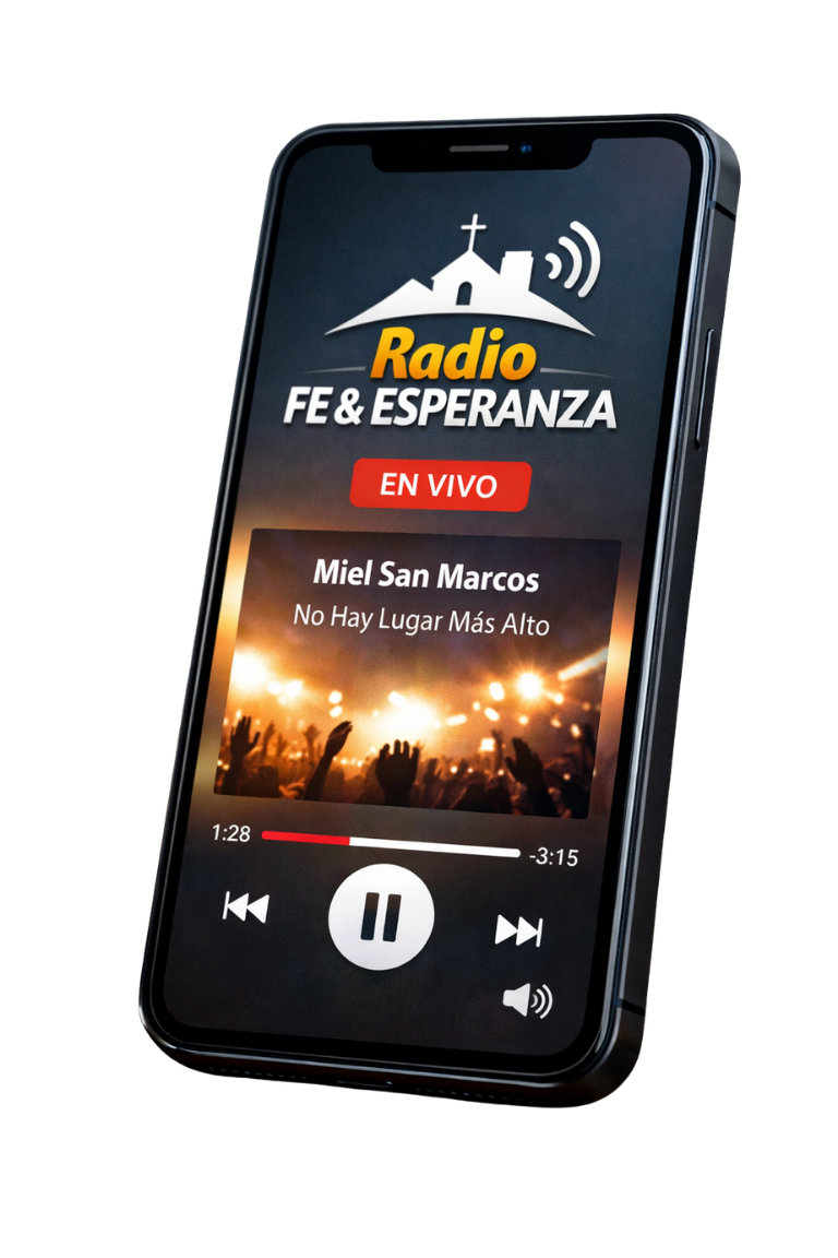 App de radio cristiana en móvil